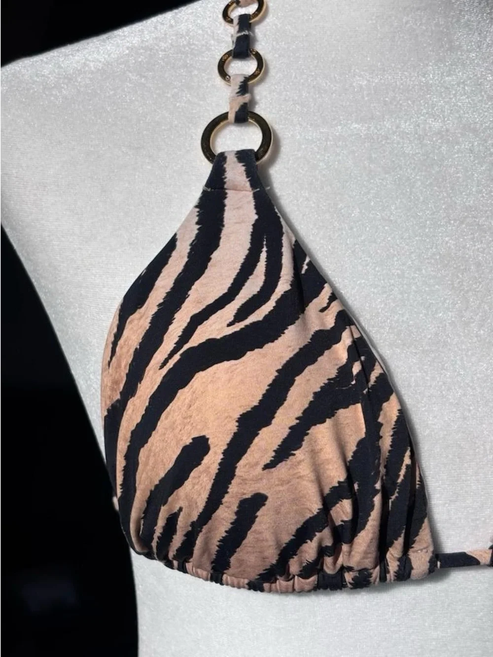 PQ SWIM PilyQ Clio link Zebra Bikini Gold Hardware med Bottoms NWT Top worn once